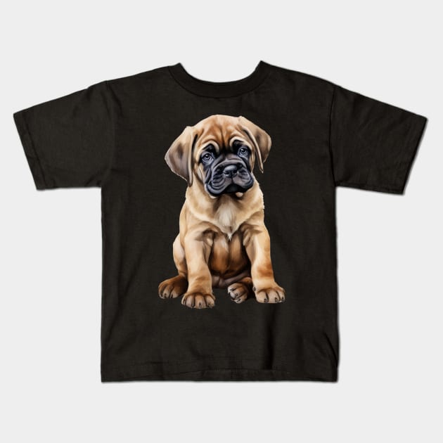 Puppy  English Mastiff Kids T-Shirt by DavidBriotArt